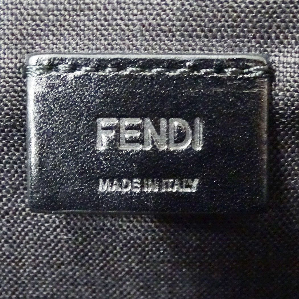 Fendi Clutch Leather Charcoal Gray Handle Unique Face Studs — view 6