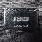 Fendi Clutch Leather Charcoal Gray Handle Unique Face Studs — view 6