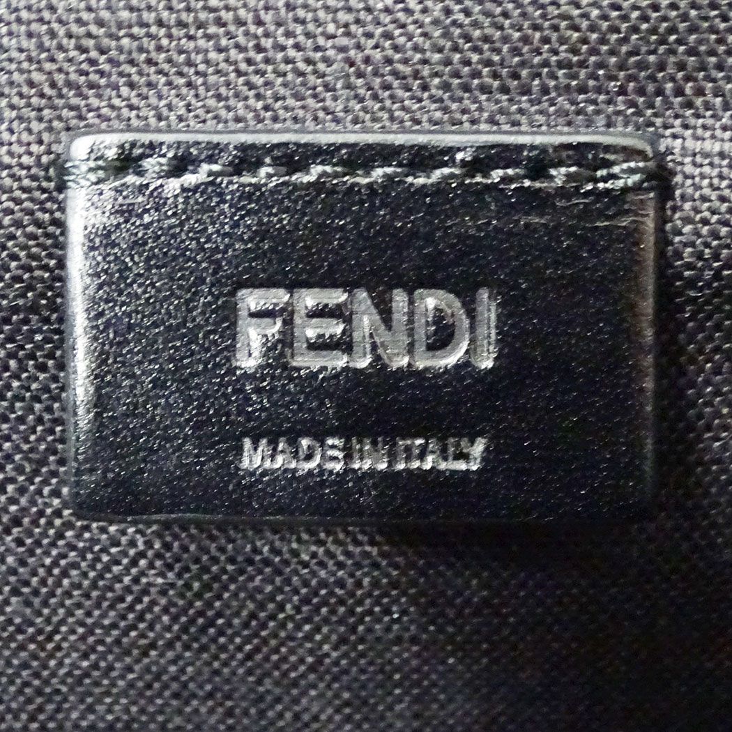 Fendi Clutch Leather Charcoal Gray Handle Unique Face Studs — view 6