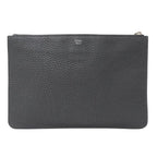 Fendi Clutch Leather Charcoal Gray Handle Unique Face Studs — view 2