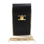 Celine Triomphe Phone Pouch Shoulder Bag Black Chain
