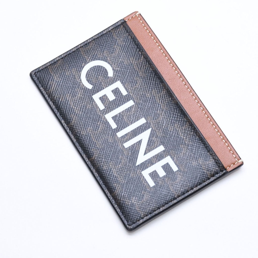 Celine Card Case Triomphe Canvas Brown Black — view 3