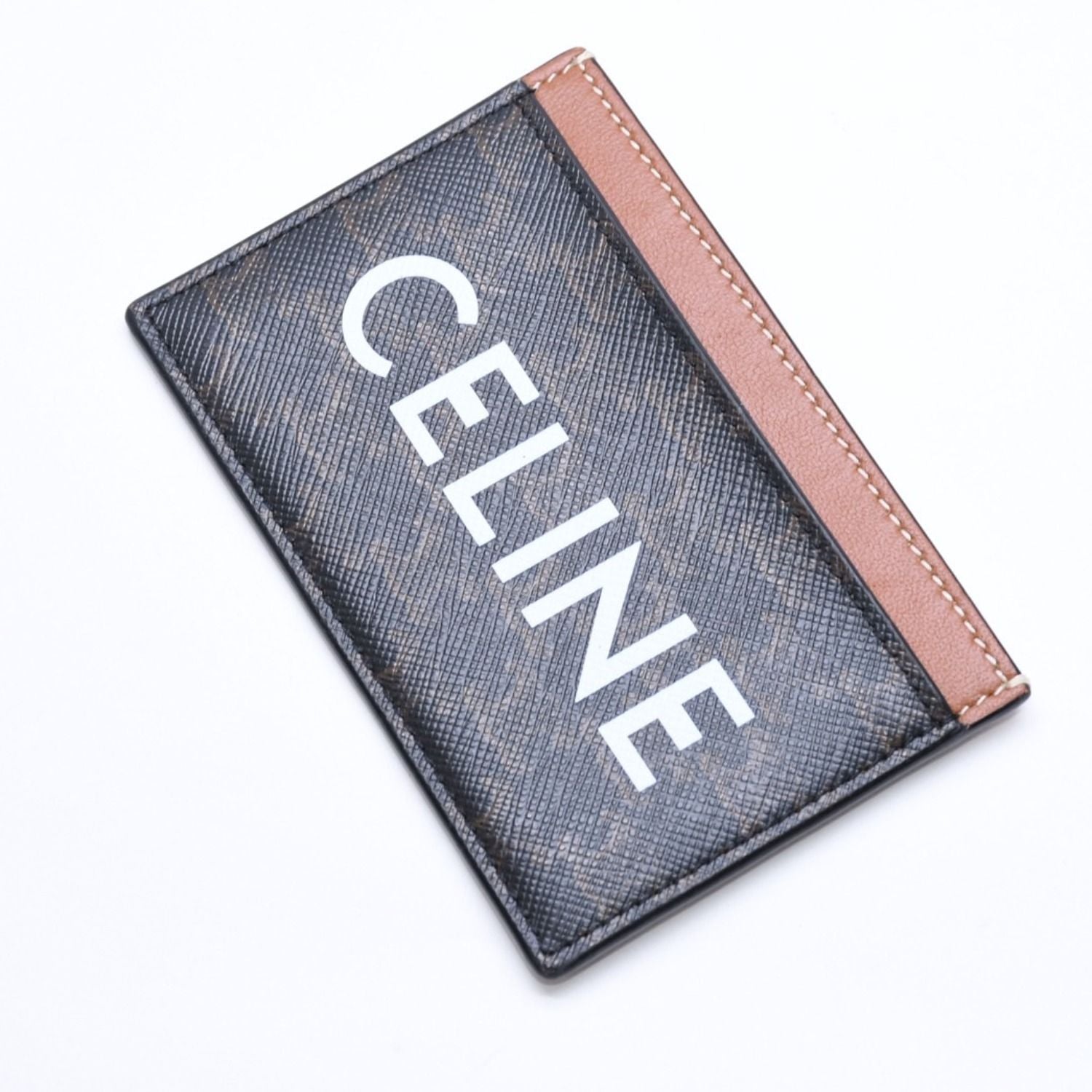Celine Card Case Triomphe Canvas Brown Black — view 3