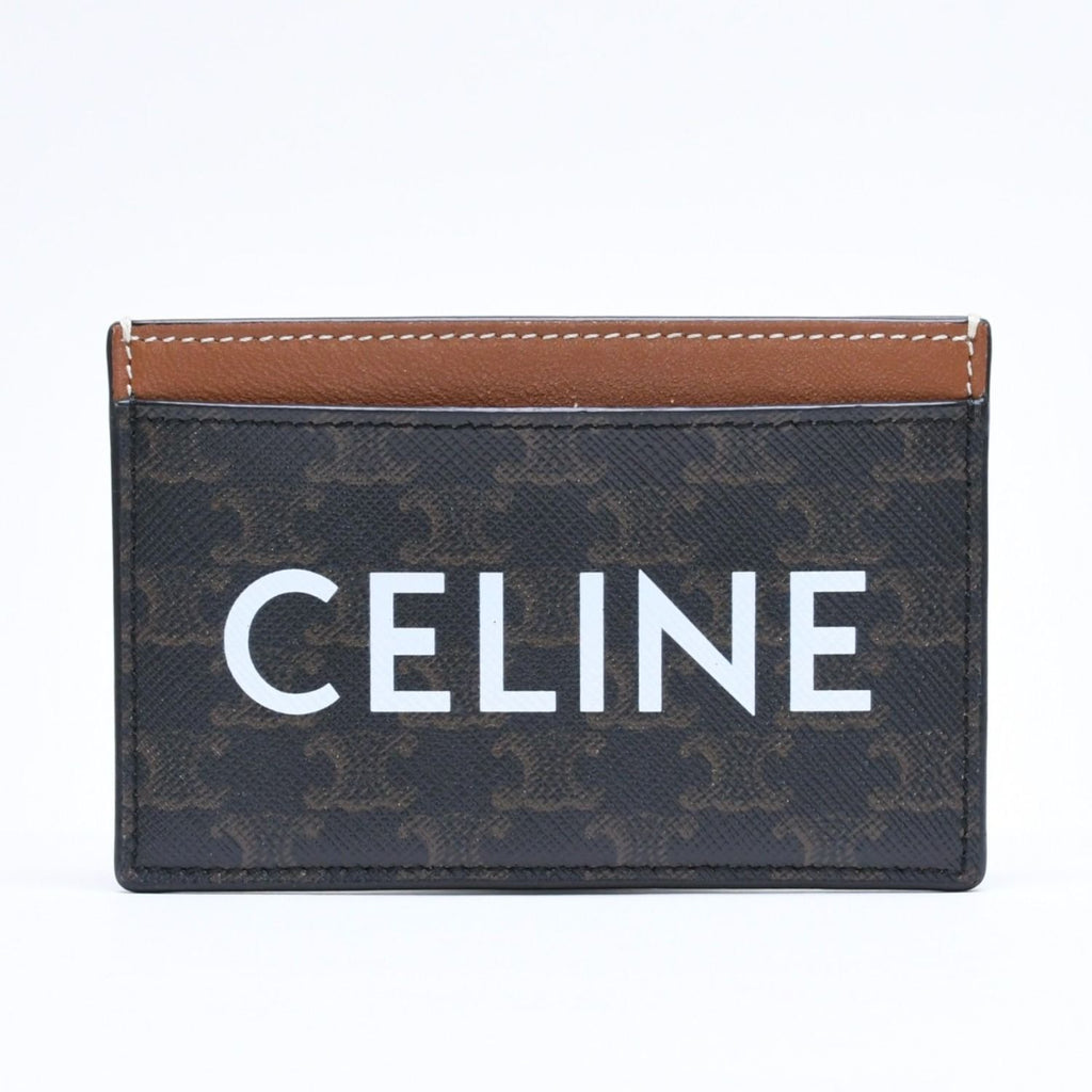 Celine Card Case Triomphe Canvas Brown Black
