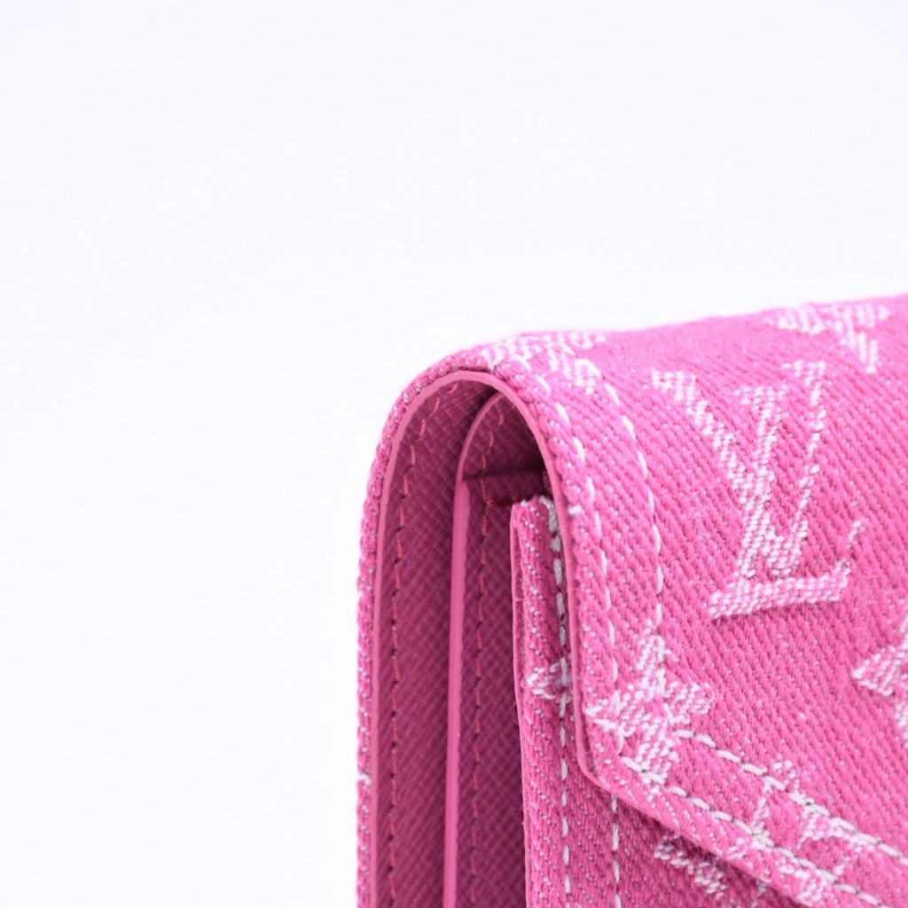 Louis Vuitton Portefeuille Victorine Trifold Wallet Monogram Denim Pink — view 7