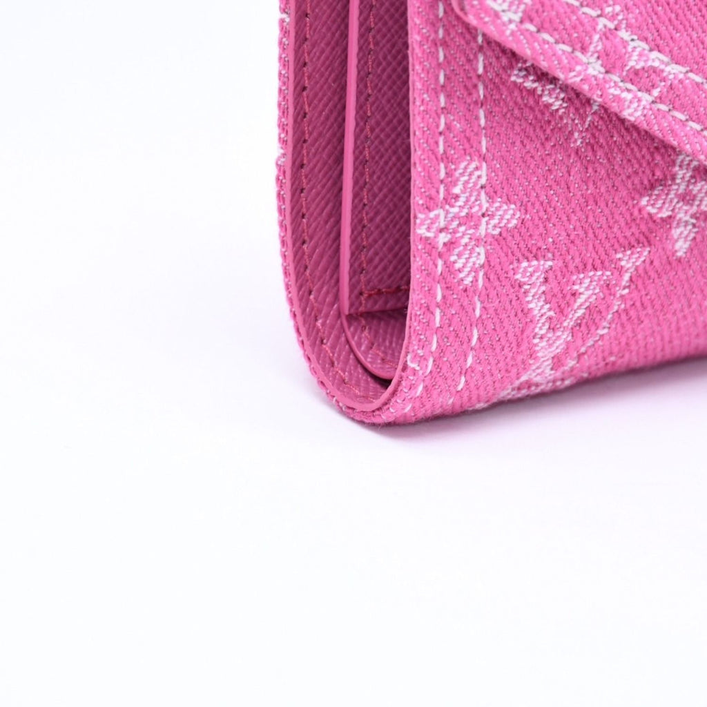 Louis Vuitton Portefeuille Victorine Trifold Wallet Monogram Denim Pink — view 8