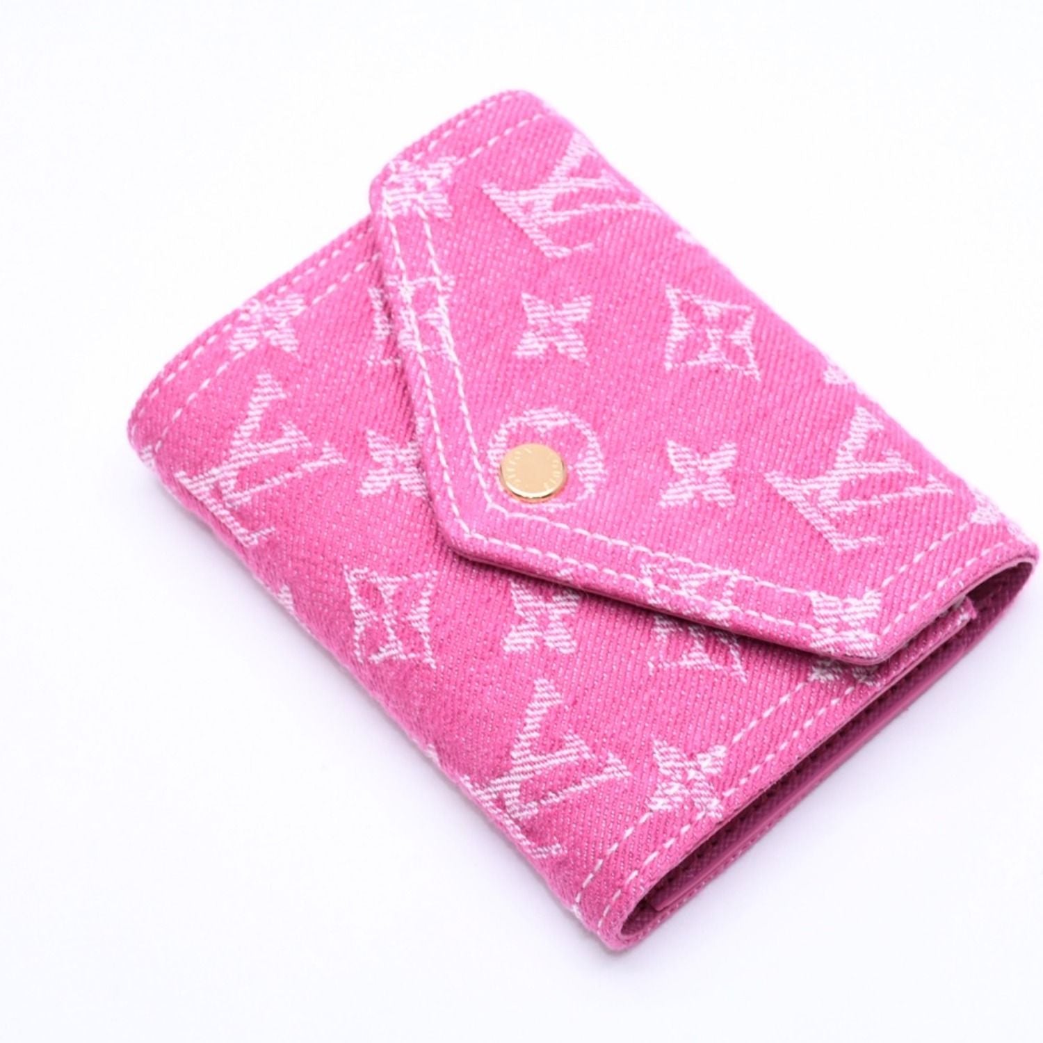 Louis Vuitton Portefeuille Victorine Trifold Wallet Monogram Denim Pink — view 3