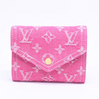 Louis Vuitton Portefeuille Victorine Trifold Wallet Monogram Denim Pink