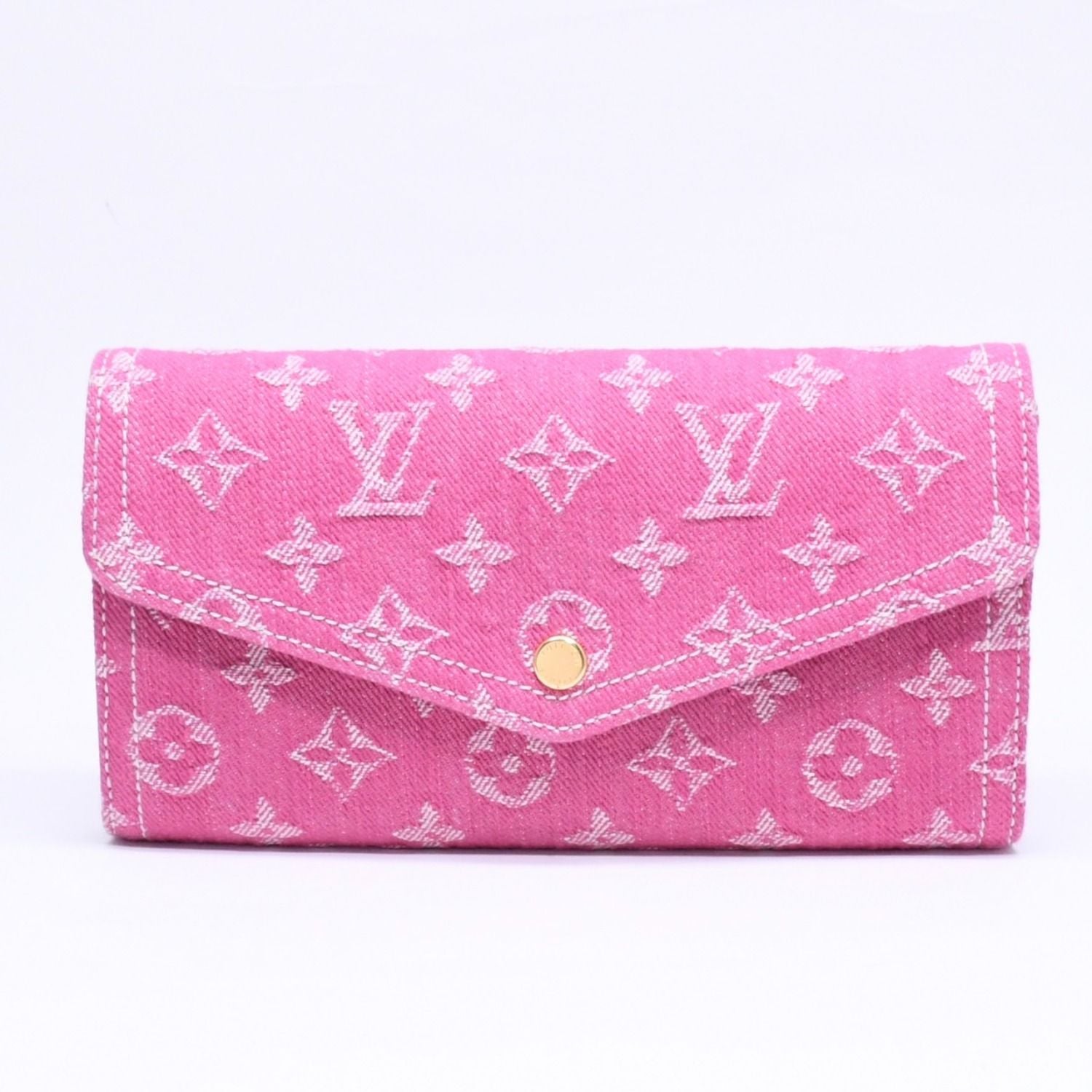 Louis Vuitton Monogram Jacquard Portefeuille Sarah Wallet Denim Fuchsia