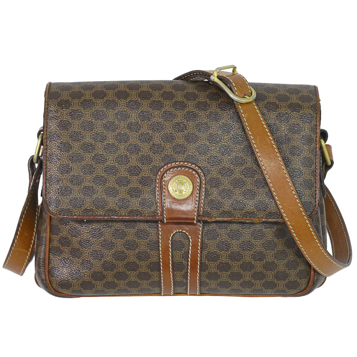 Celine Macadam Shoulder Bag Pochette Brown