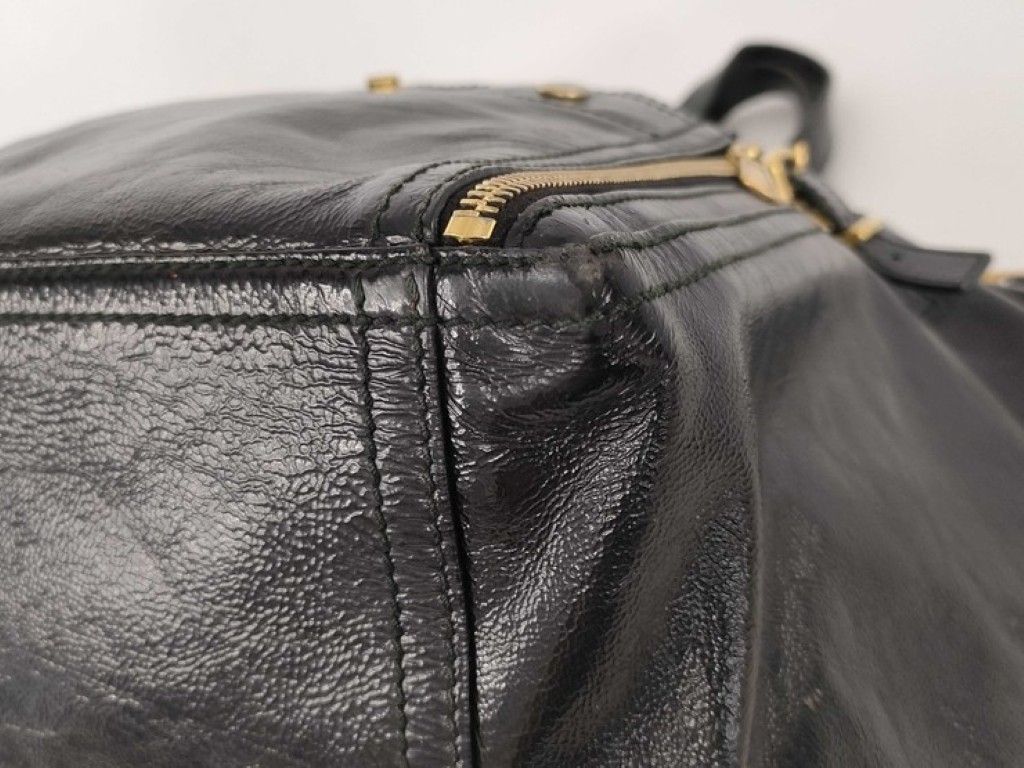 Saint Laurent Tote Bag Rive Gauche Downtown Black Patent Leather Gold — view 6