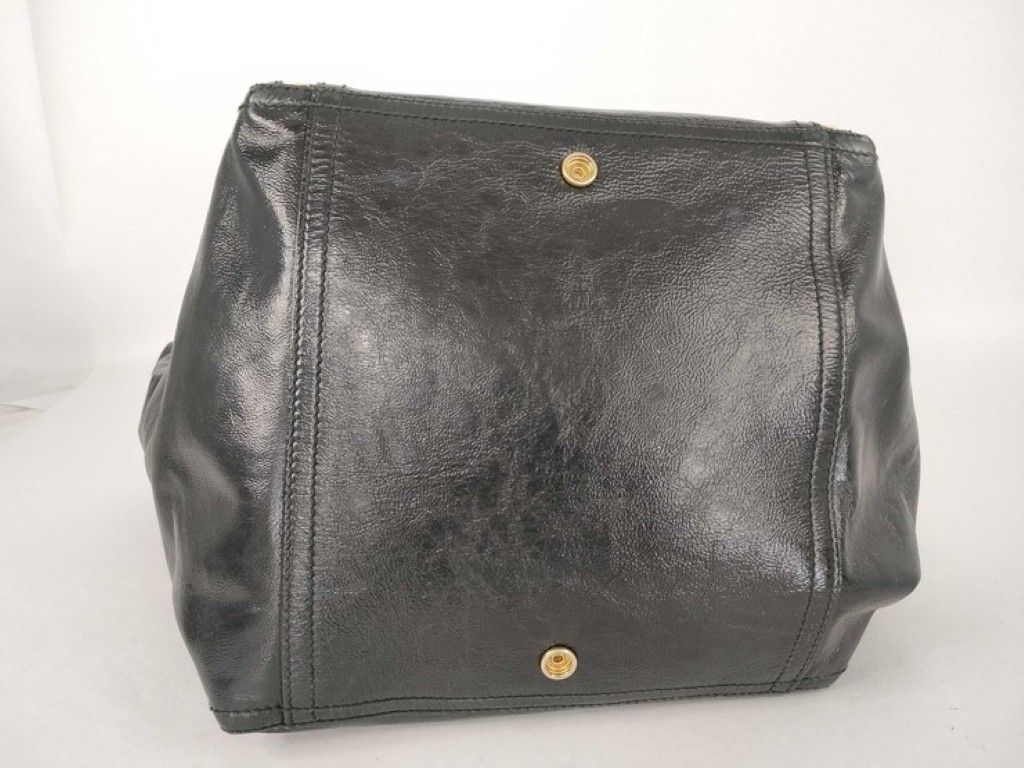 Saint Laurent Tote Bag Rive Gauche Downtown Black Patent Leather Gold — view 4