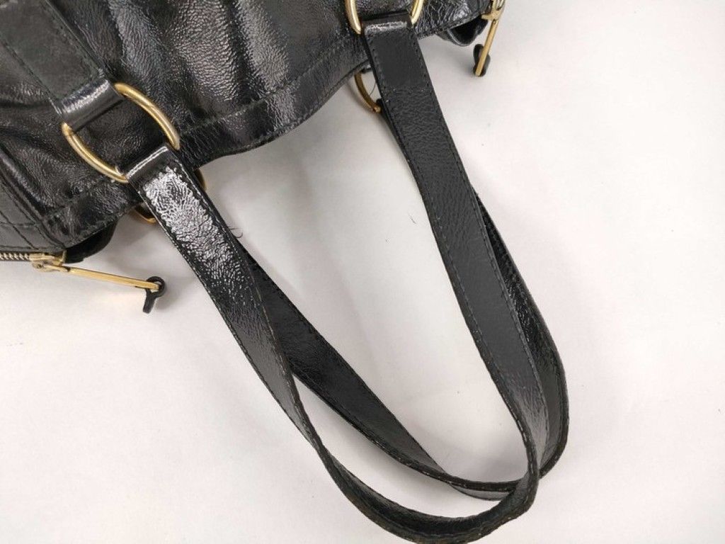 Saint Laurent Tote Bag Rive Gauche Downtown Black Patent Leather Gold — view 3