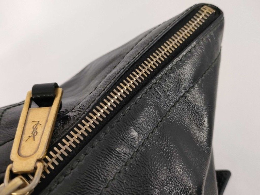 Saint Laurent Tote Bag Rive Gauche Downtown Black Patent Leather Gold — view 8