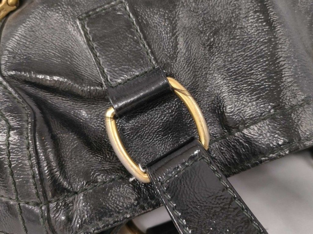 Saint Laurent Tote Bag Rive Gauche Downtown Black Patent Leather Gold — view 5