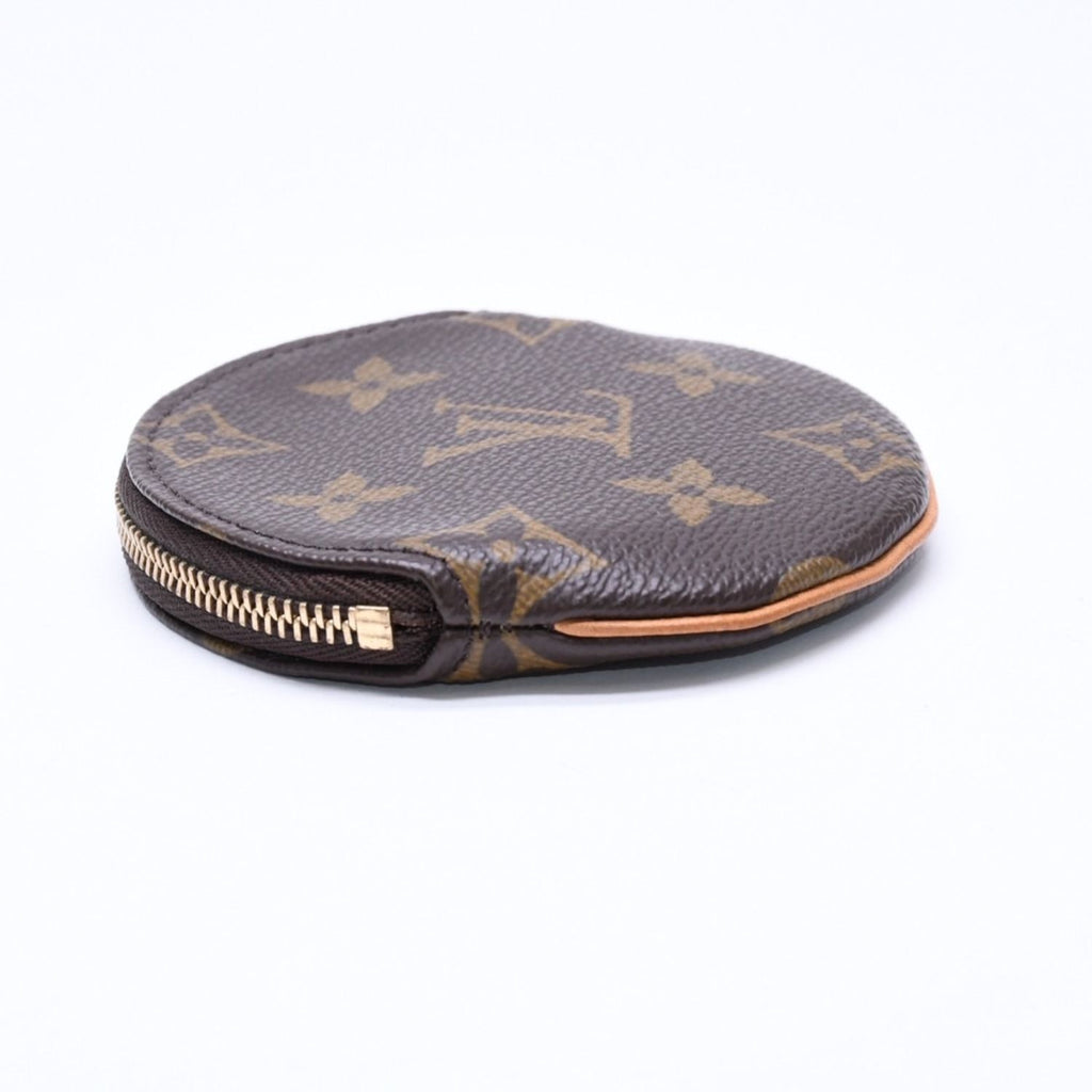 Louis Vuitton Porte Monnaie Rond Coin Purse Monogram Canvas Brown Case Gold — view 4