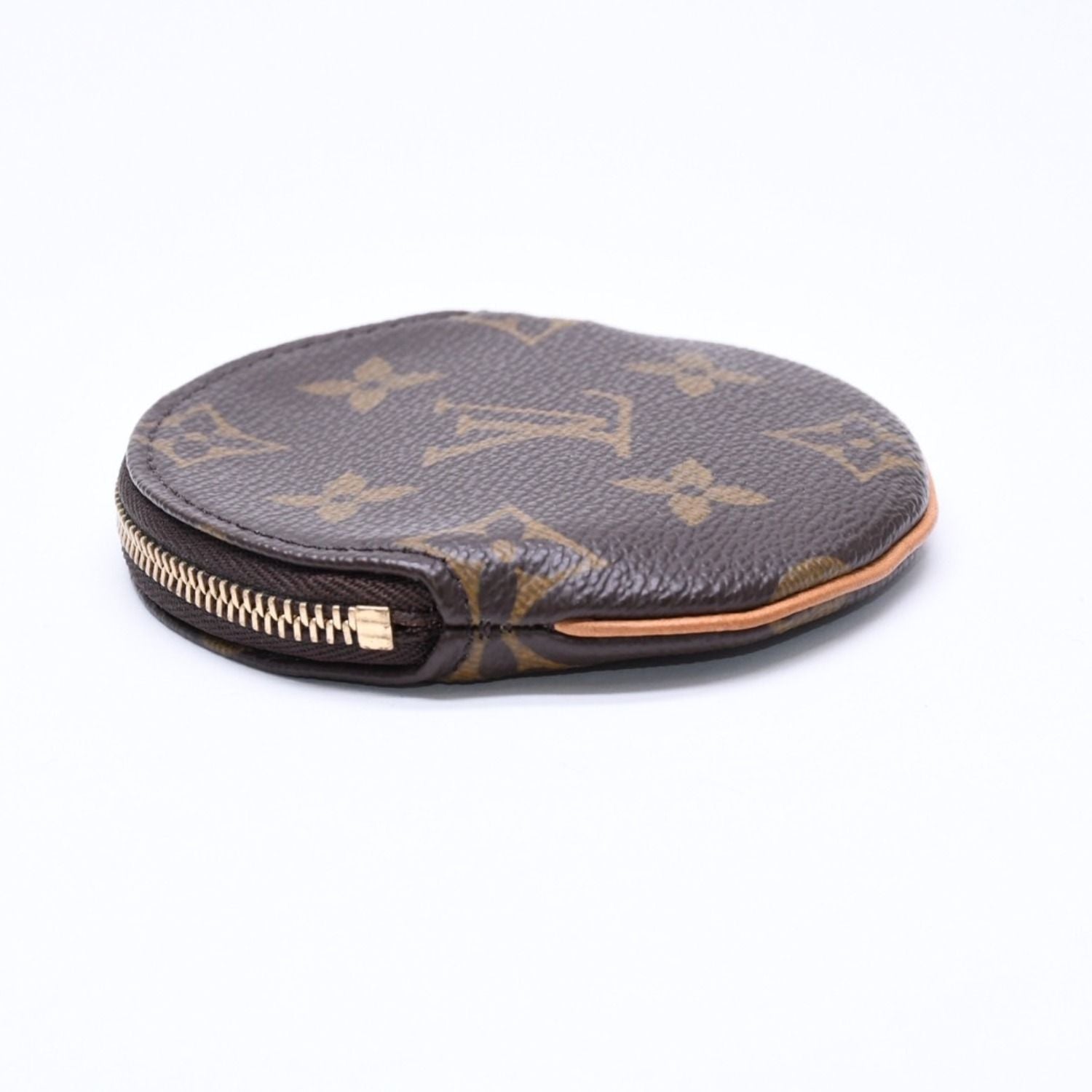 Louis Vuitton Porte Monnaie Rond Coin Purse Monogram Canvas Brown Case Gold — view 4