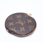 Louis Vuitton Porte Monnaie Rond Coin Purse Monogram Canvas Brown Case Gold — view 5
