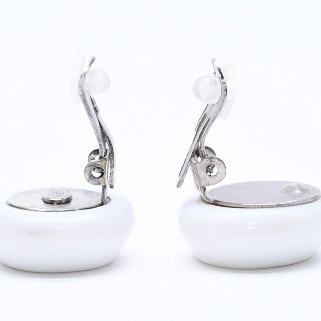 Chanel CC Logo Earrings 96 Resin Metal White Black Bicolor — view 6