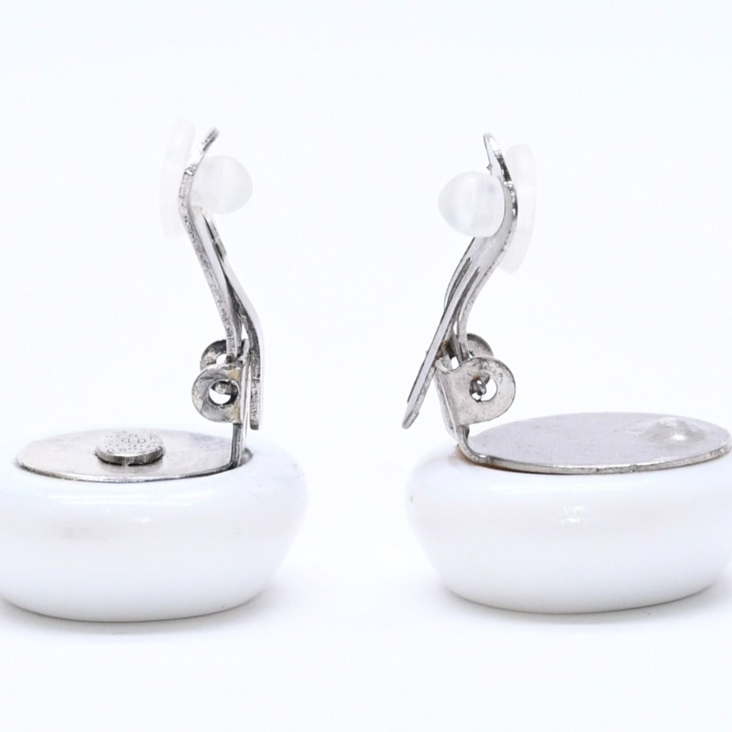 Chanel CC Logo Earrings 96 Resin Metal White Black Bicolor — view 6