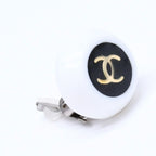 Chanel CC Logo Earrings 96 Resin Metal White Black Bicolor — view 3