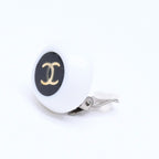 Chanel CC Logo Earrings 96 Resin Metal White Black Bicolor — view 2