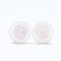 Chanel CC Logo Earrings 00 Resin Milk White Pink Aurora Metal Silver