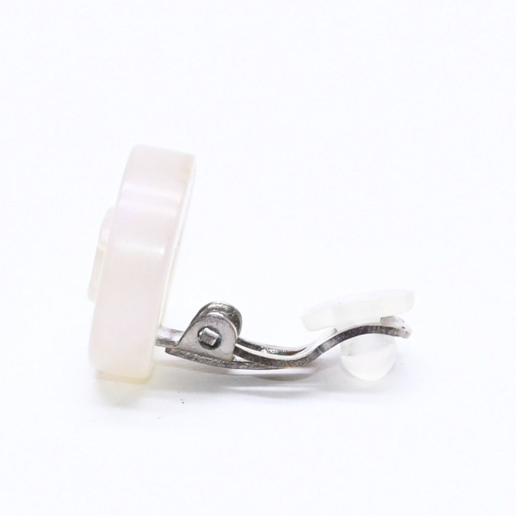Chanel CC Logo Earrings 00 Resin Milk White Pink Aurora Metal Silver — view 5