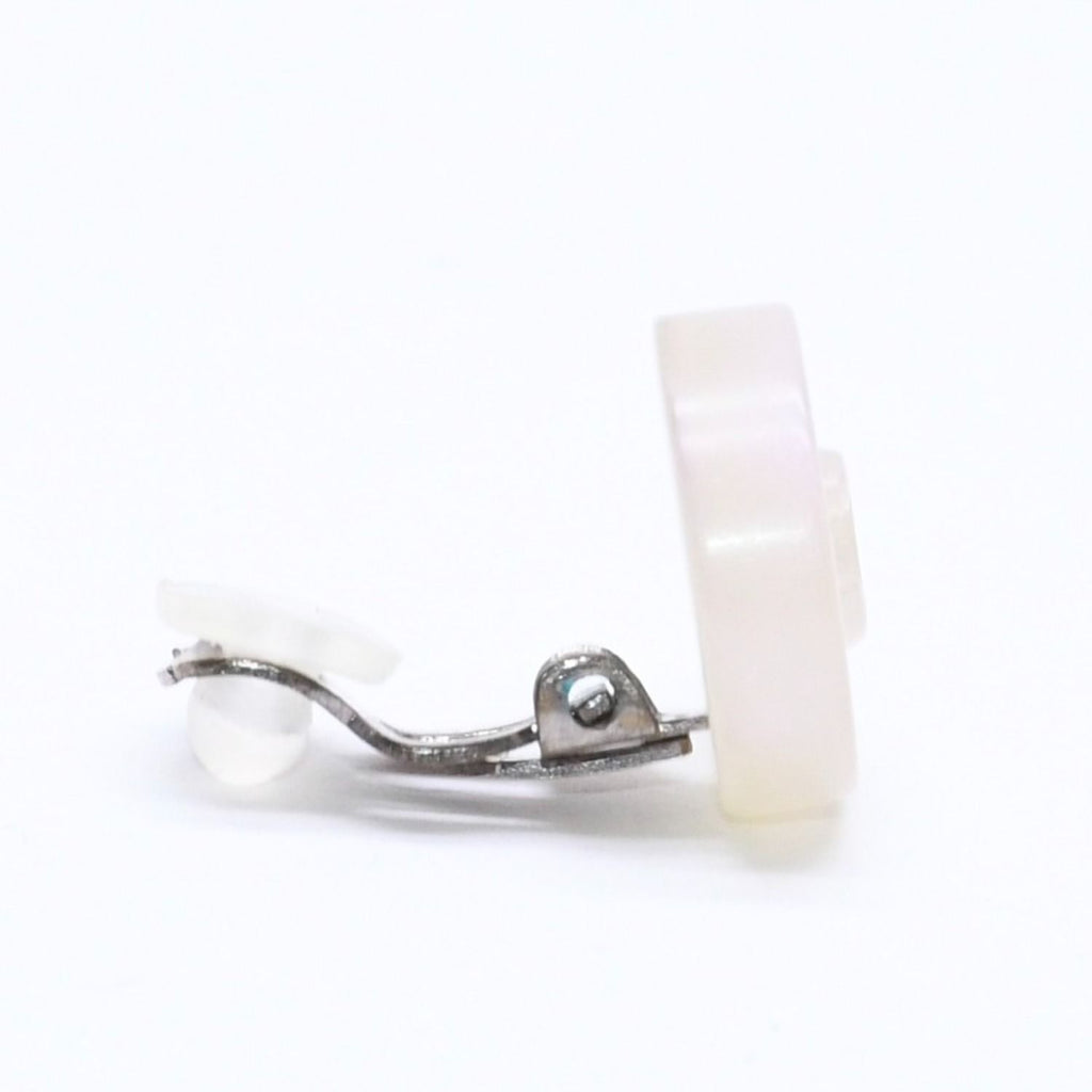 Chanel CC Logo Earrings 00 Resin Milk White Pink Aurora Metal Silver — view 4