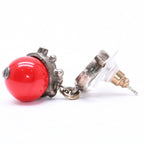 Chanel Earrings CC Logo Red Stone Rhinestone 05 Seashell — view 5