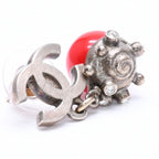 Chanel Earrings CC Logo Red Stone Rhinestone 05 Seashell — view 3