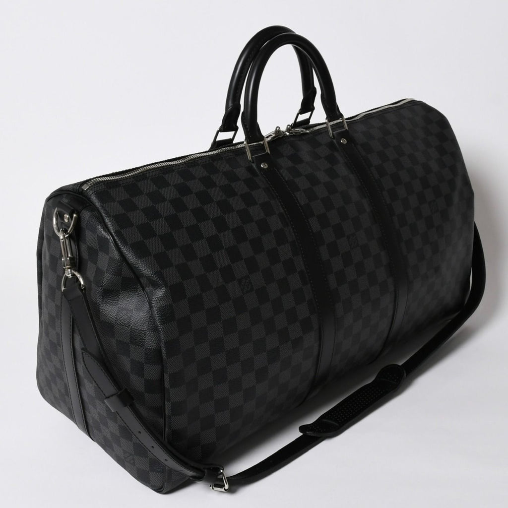 Louis Vuitton Keepall Bandouliere 55 Boston Bag Damier Graphite Black — view 3