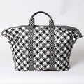 Chanel Cruise Line Gingham Check Tote Boston Bag White Black CC Logo Silver