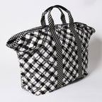 Chanel Cruise Line Gingham Check Tote Boston Bag White Black CC Logo Silver — view 3