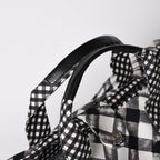 Chanel Cruise Line Gingham Check Tote Boston Bag White Black CC Logo Silver — view 5