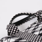 Chanel Cruise Line Gingham Check Tote Boston Bag White Black CC Logo Silver — view 6