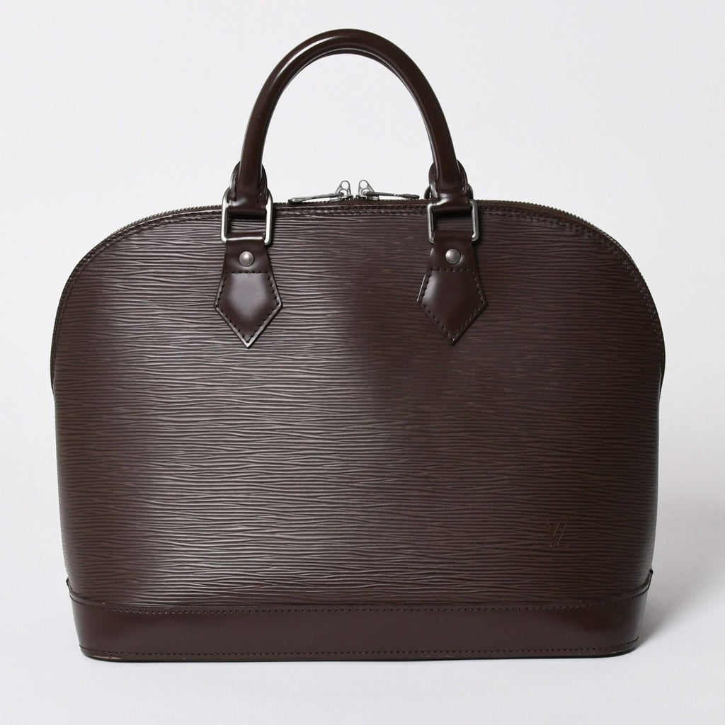 Louis Vuitton Alma PM Handbag Epi Leather Dark Brown Silver — view 2