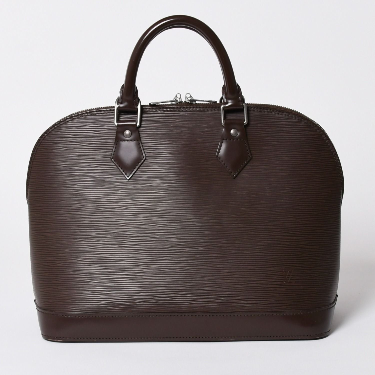 Louis Vuitton Alma PM Handbag Epi Leather Dark Brown Silver — view 2