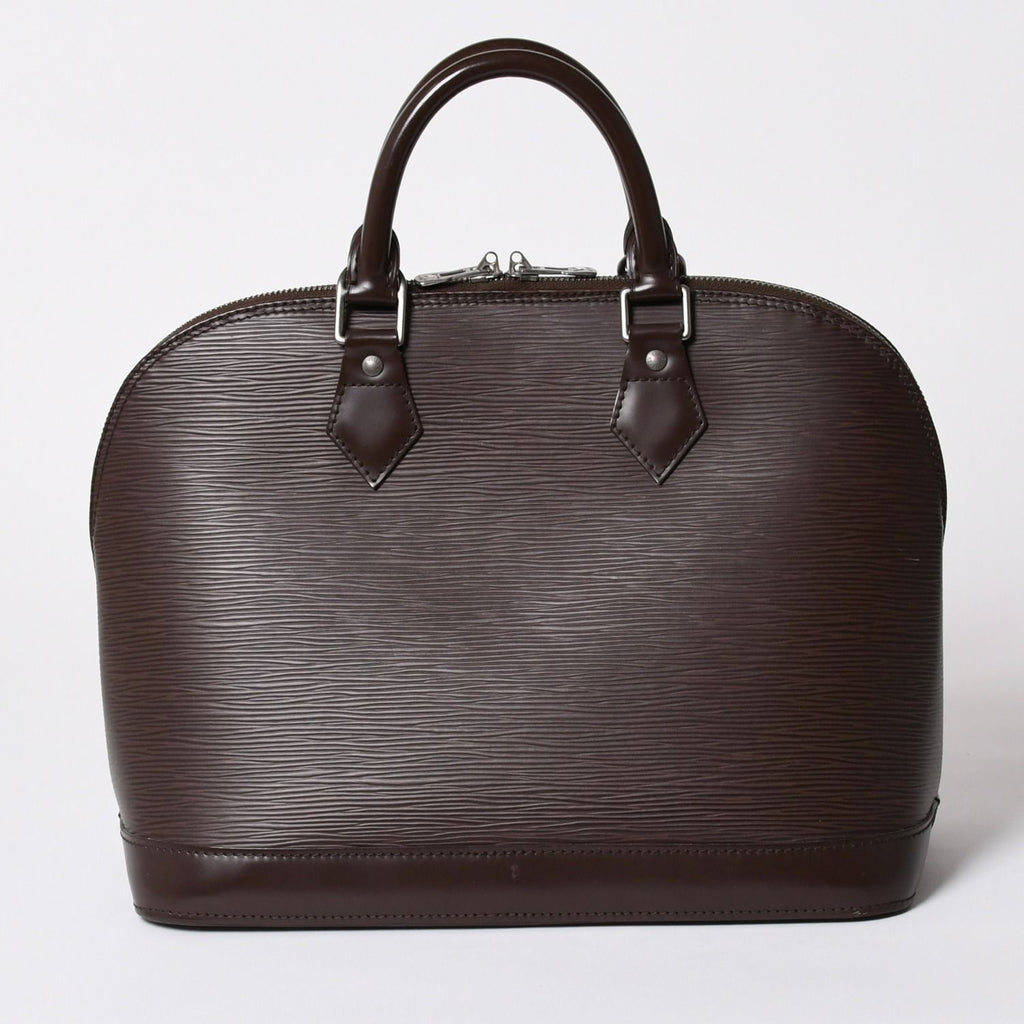 Louis Vuitton Alma PM Handbag Epi Leather Dark Brown Silver