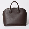 Louis Vuitton Alma PM Handbag Epi Leather Dark Brown Silver