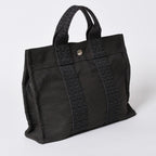 Hermes Her Line Tote Bag PM Dark Gray Nylon Canvas H Monogram Woven Pattern — view 3