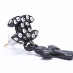 Chanel CC Logo Drop Earrings 01 Metal Rhinestone Black Clear — view 3