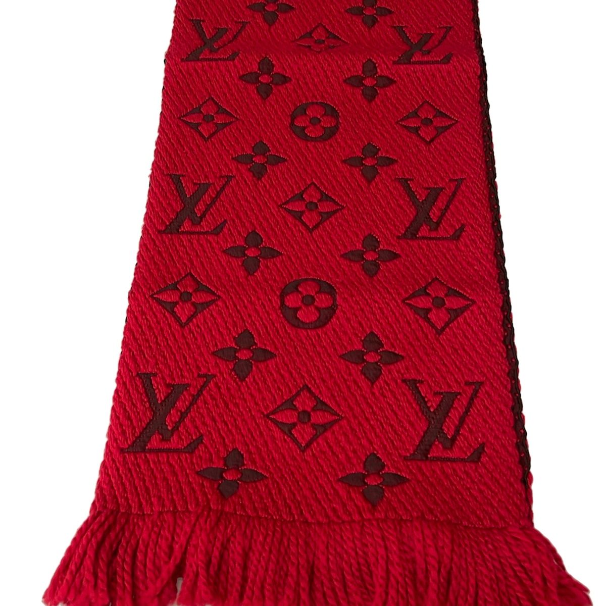 Louis Vuitton Scarf Echarpe Logomania Ruby Wool Silk — view 3