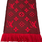 Louis Vuitton Scarf Echarpe Logomania Ruby Wool Silk — view 4