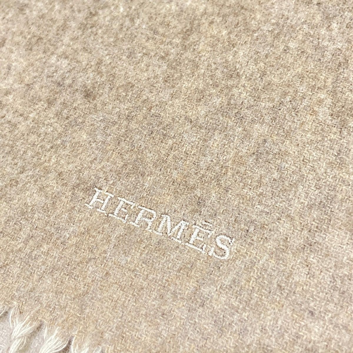 Hermes Scarf Recto Verso Brown Ivory Cashmere — view 3