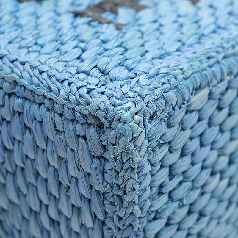 Loewe Font Tote Mini Raffia Shoulder Bag with Blue — view 4