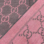 Gucci Scarf GG Wool Pattern Logo Rose Pink Gray — view 7