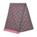 Gucci Scarf GG Wool Pattern Logo Rose Pink Gray