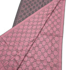 Gucci Scarf GG Wool Pattern Logo Rose Pink Gray — view 6