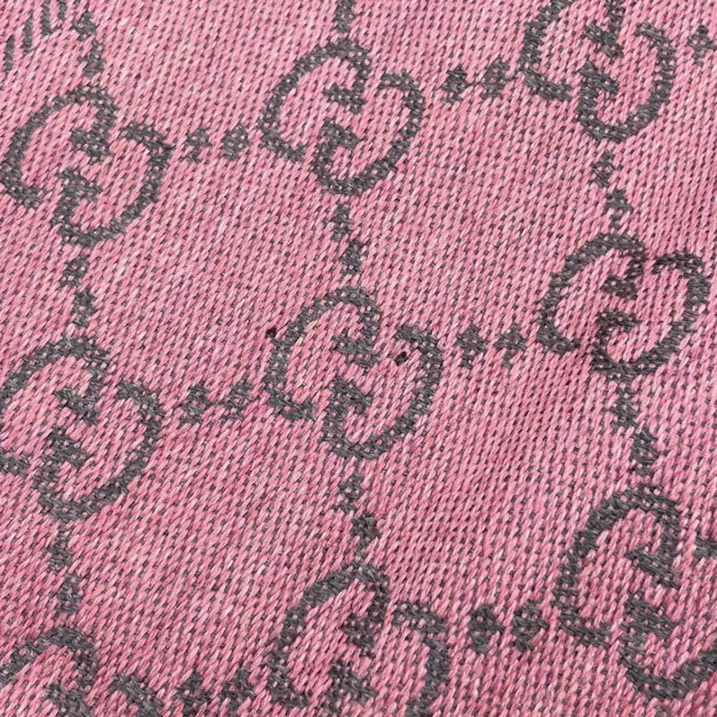 Gucci Scarf GG Wool Pattern Logo Rose Pink Gray — view 8